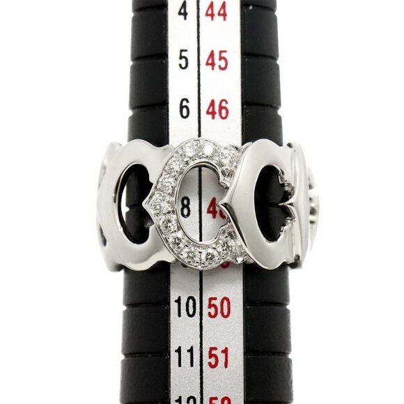 Cartier C De Diamond Ring 18K White Gold 750 size48 4.5(US) 90278423 - Picture 8 of 9